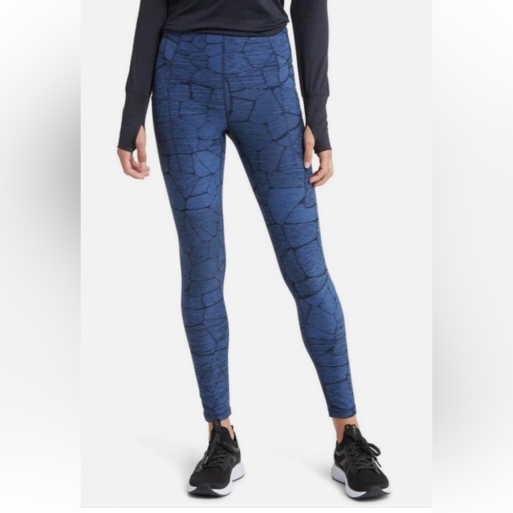 Zella Blue Geometric Leggings High Waist Stretch NWOT